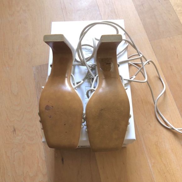 JONATHAN SIMKHAI MEGHAN SQUARE TOED HEEL WRAP SANDALS - Picture 7 of 11